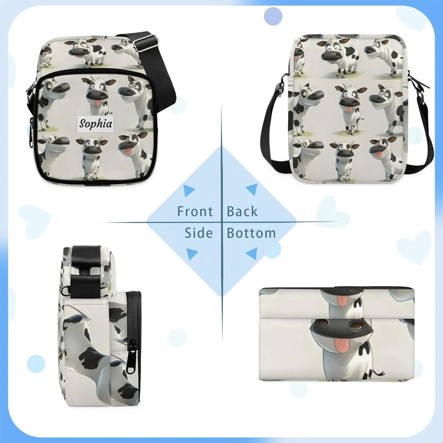 TropicalLife Personalized Crossbody Bag for Women Men Custom Name Messenger Bags