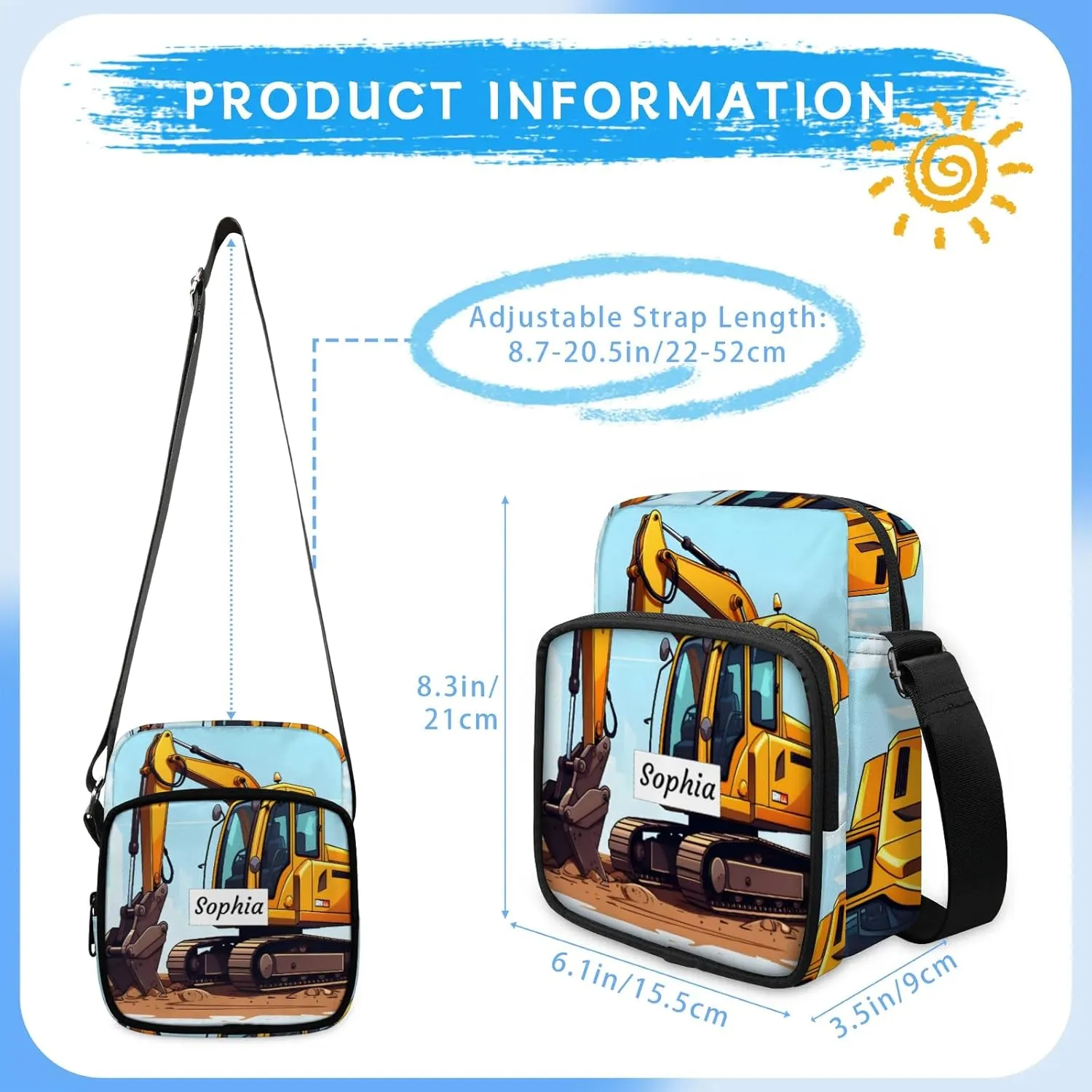 TropicalLife Personalized Crossbody Bag for Women Men Custom Name Messenger Bags