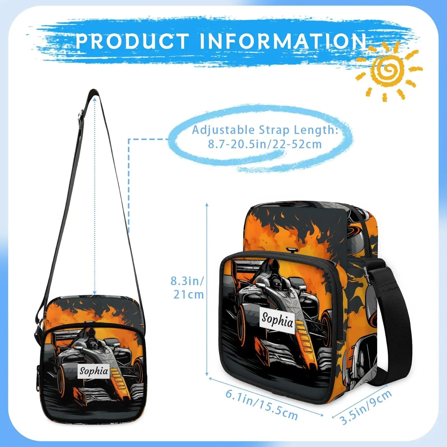 TropicalLife Personalized Crossbody Bag for Women Men Custom Name Messenger Bags