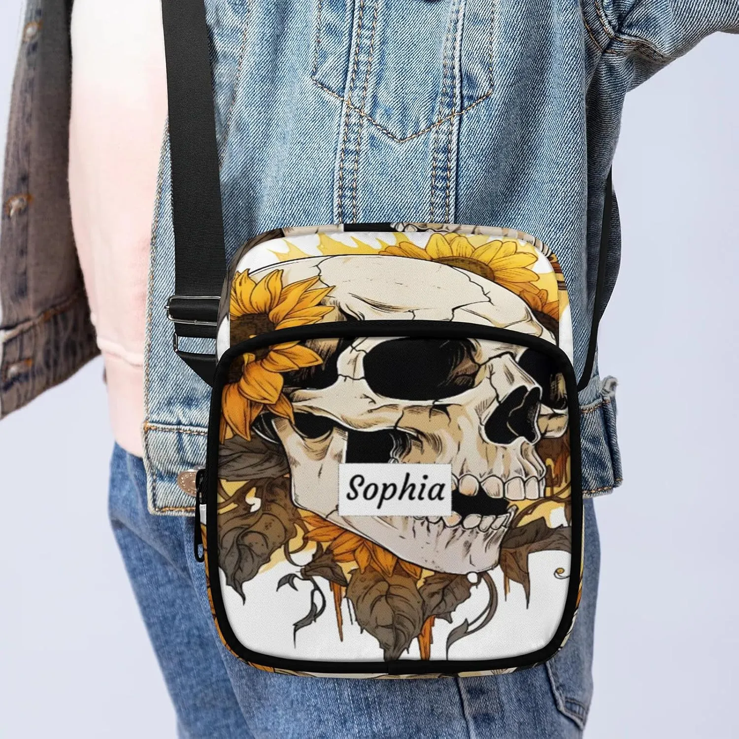 TropicalLife Personalized Crossbody Bag for Women Men Custom Name Messenger Bags