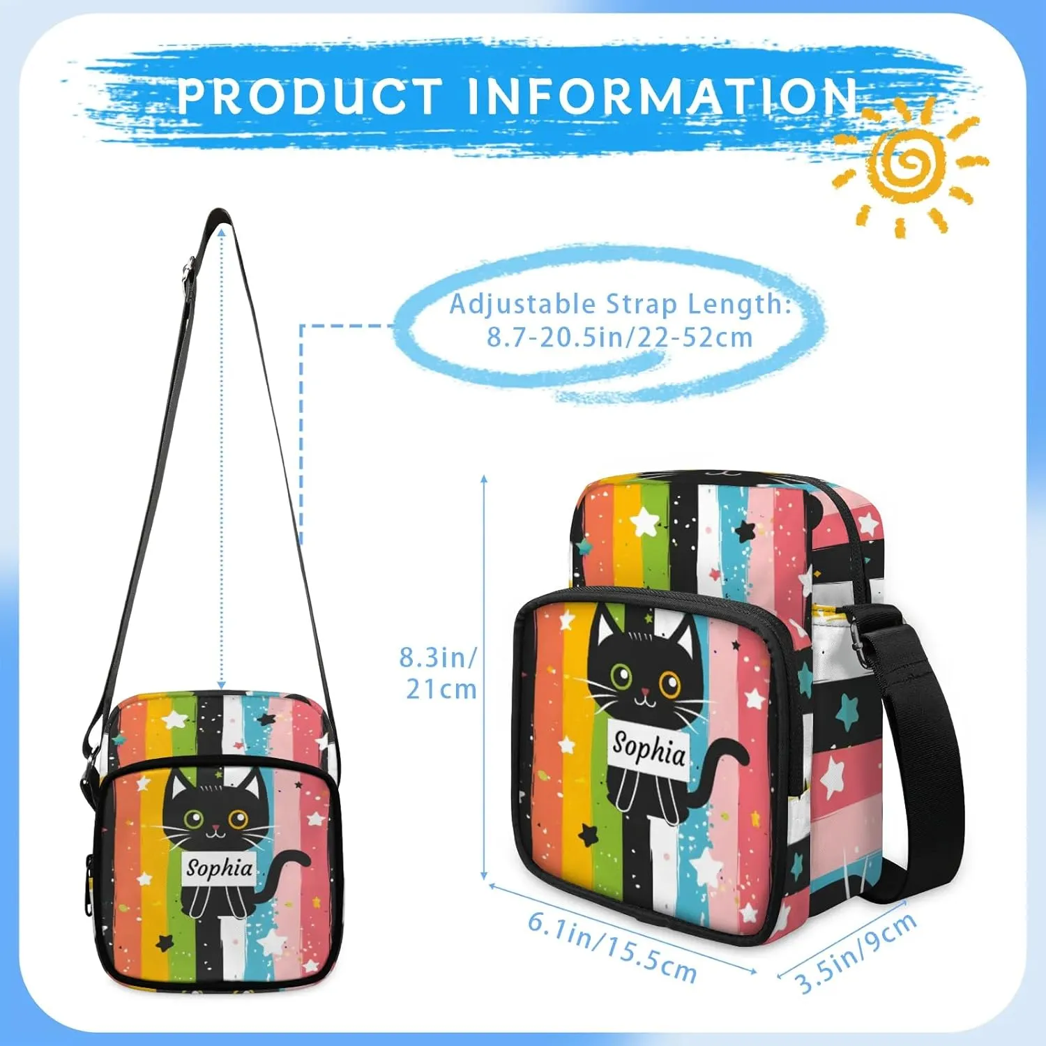 TropicalLife Personalized Crossbody Bag for Women Men Custom Name Messenger Bags