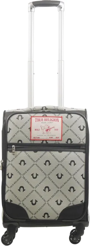 True Religion 23" Rolling Luggage, Soft Sided Suitecases with Spinner Wheels, Black/Gray, 23 Inch