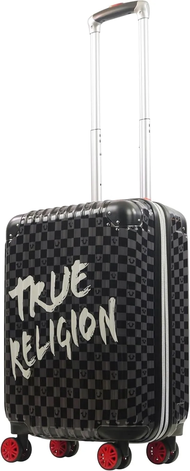 True Religion Carry-On Luggage, Hardshell Rolling Suitcase with Spinner Wheels, Black, Medium