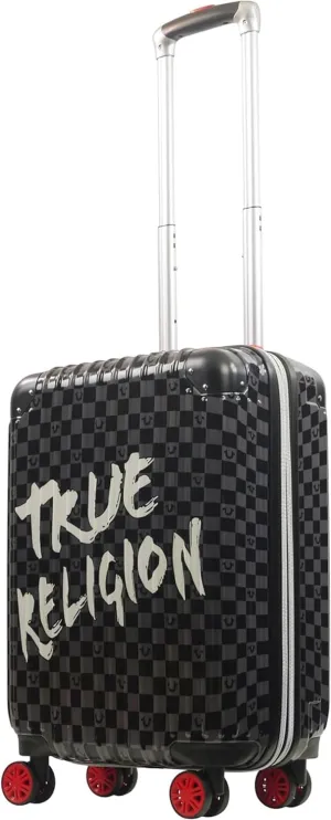 True Religion Carry-On Luggage, Hardshell Rolling Suitcase with Spinner Wheels, Black, Medium