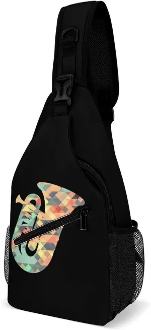 Tuba Instruments Music ArtTuba Instruments Music Art Fashion Chest Bag for Men Small Sling Bag Backpack Crossbody Travel Hiking Daypack