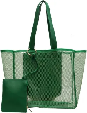 Ulalaza Large Candy Polka Color Clear Shoulder Bag 2 IN 1 Beach Totes Transparent Handbags With Interior Pocket For Women