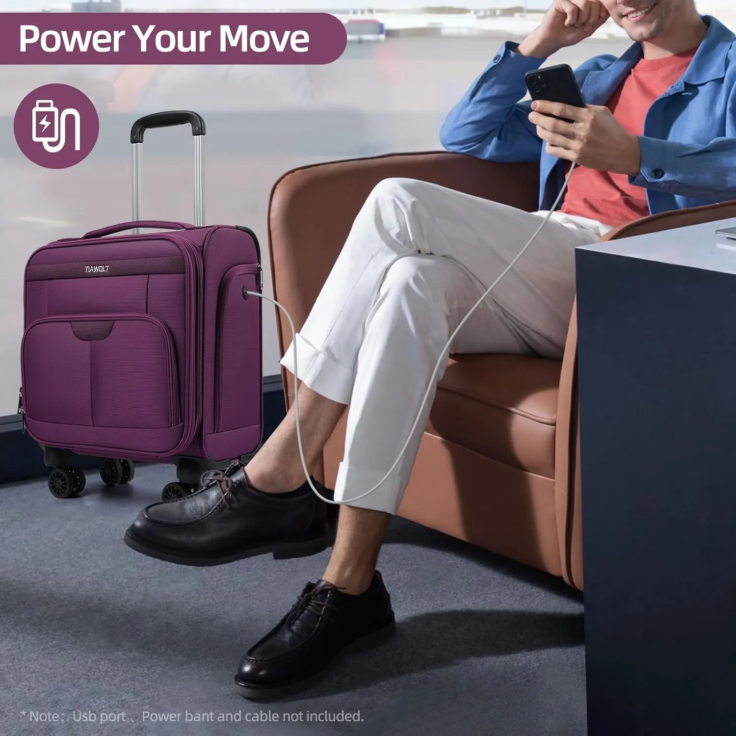 Underseater Carry-On Luggage Airline Approved with Spinner Wheels, 16 Inch Luggage with TSA Lock, Overnight Rolling Softside Suitcases for Women,Purple