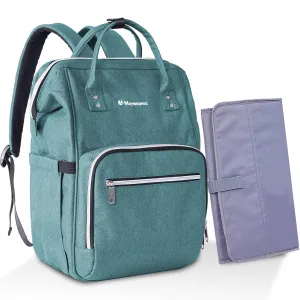 Unisex Baby Diaper Backpack Multifunction Large Baby Travel Backpack with Portable Changing Pad, Stroller Straps for Mom and Dad,Green