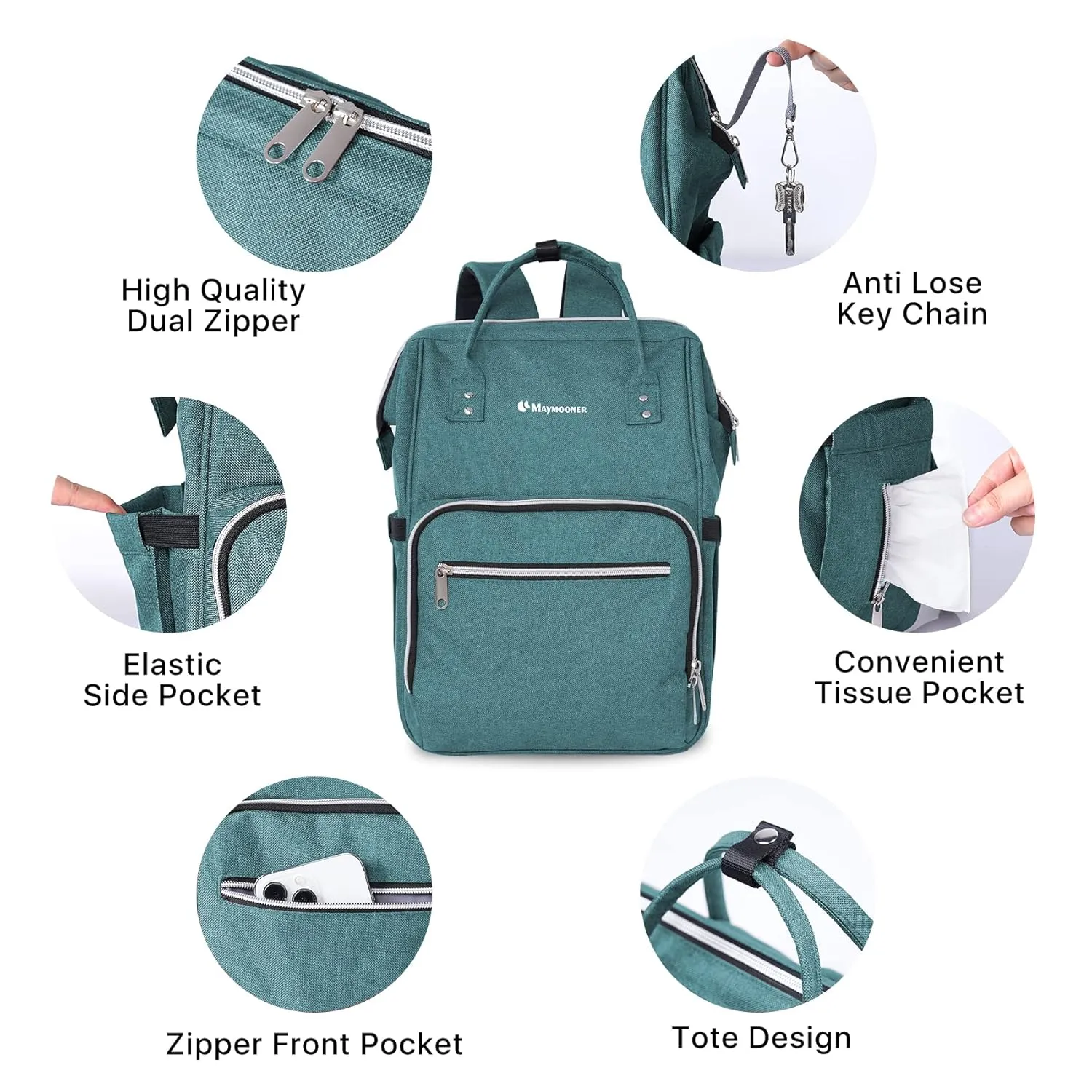 Unisex Baby Diaper Backpack Multifunction Large Baby Travel Backpack with Portable Changing Pad, Stroller Straps for Mom and Dad,Green