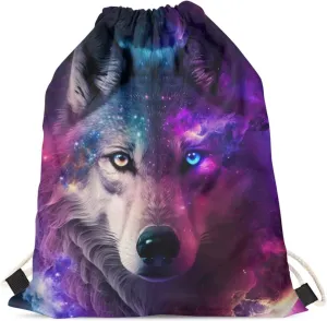 Upetstory Galaxy Wolf Backpack Gym Drawstring Bags Hiking Daypacks Swimming Bags Sport Trip Yoga Cinch Sack Pack for Hiking Cycling Camping Running