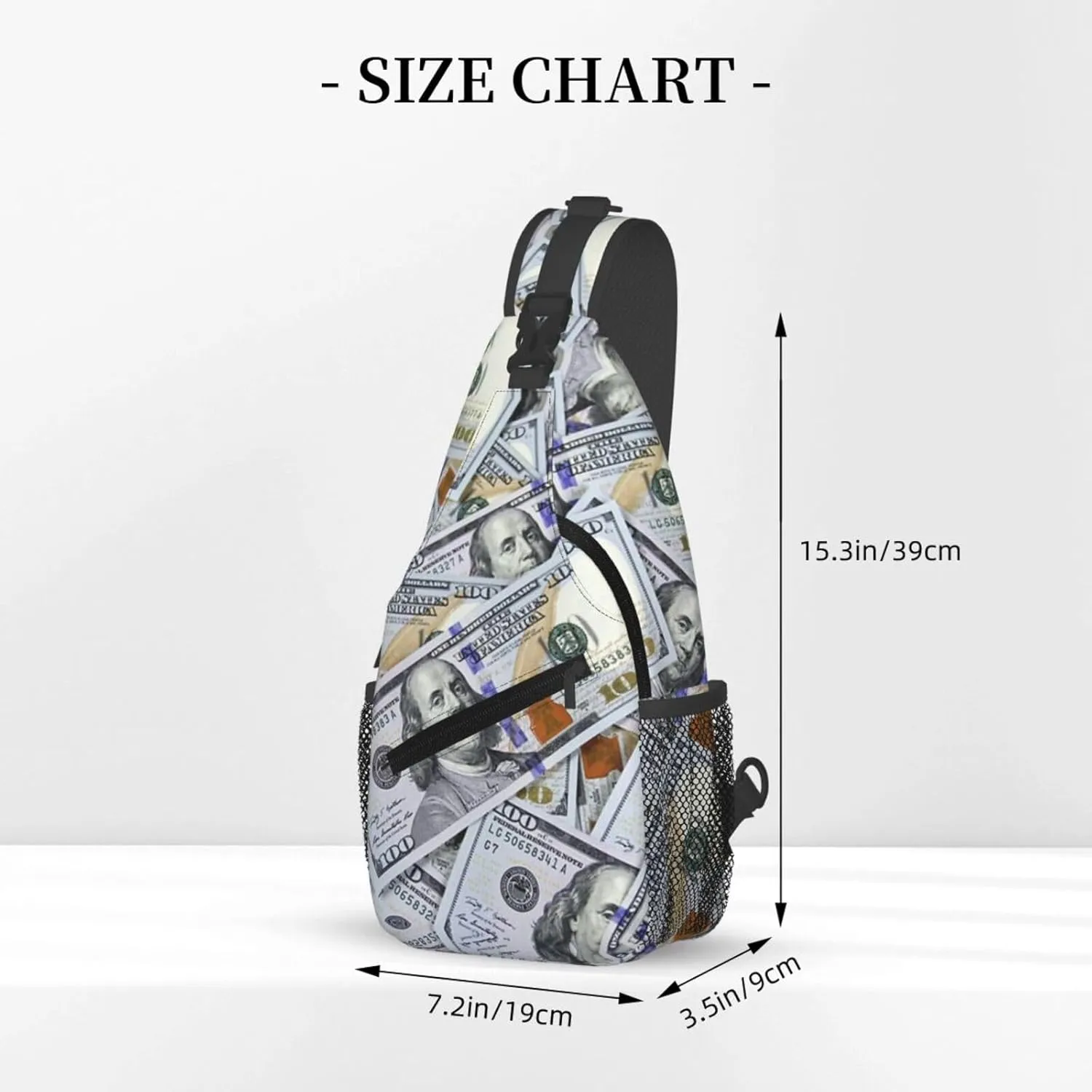 Us Bill Dollars Money Sling Backpack Chest Bag Crossbody Shoulder Bag Gym Cycling Travel Hiking Daypack For Men Women