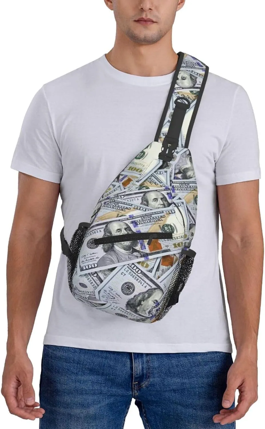 Us Bill Dollars Money Sling Backpack Chest Bag Crossbody Shoulder Bag Gym Cycling Travel Hiking Daypack For Men Women