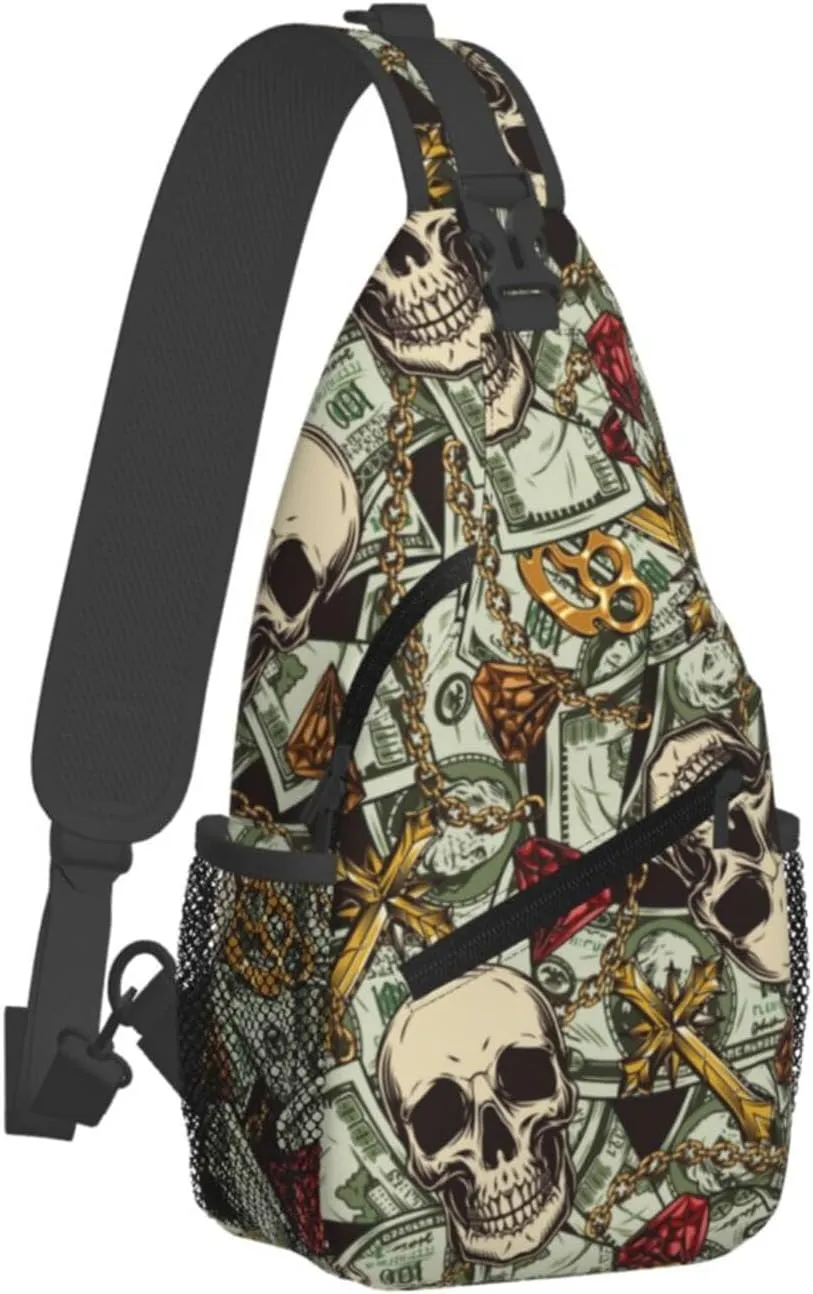 Us Bill Dollars Money Sling Backpack Chest Bag Crossbody Shoulder Bag Gym Cycling Travel Hiking Daypack For Men Women
