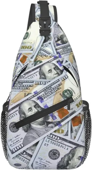 Us Bill Dollars Money Sling Backpack Chest Bag Crossbody Shoulder Bag Gym Cycling Travel Hiking Daypack For Men Women