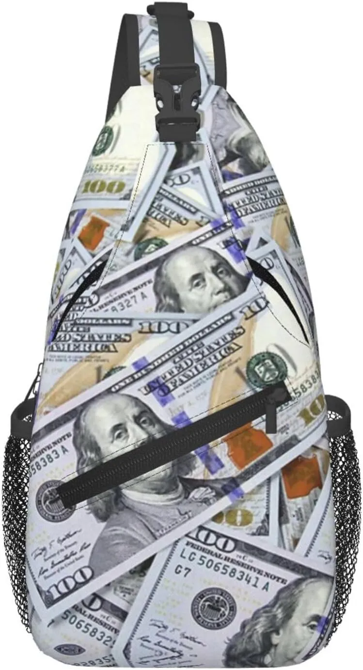 Us Bill Dollars Money Sling Backpack Chest Bag Crossbody Shoulder Bag Gym Cycling Travel Hiking Daypack For Men Women