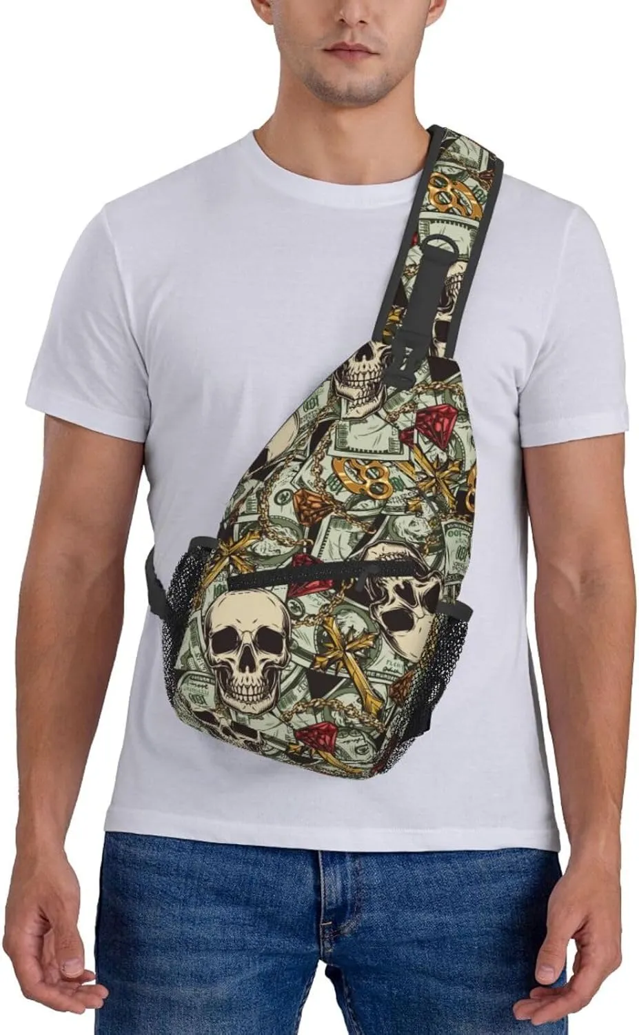 Us Bill Dollars Money Sling Backpack Chest Bag Crossbody Shoulder Bag Gym Cycling Travel Hiking Daypack For Men Women