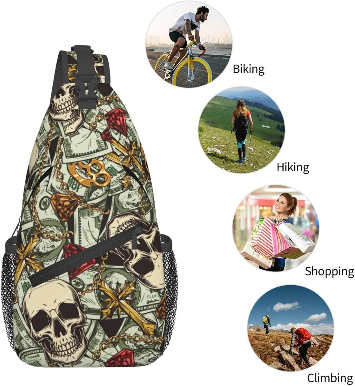 Us Bill Dollars Money Sling Backpack Chest Bag Crossbody Shoulder Bag Gym Cycling Travel Hiking Daypack For Men Women