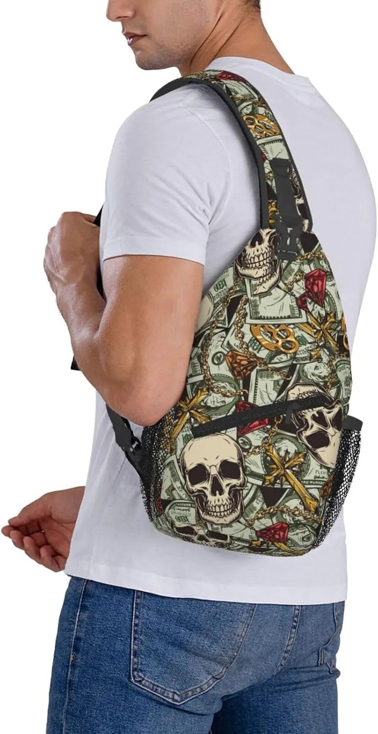 Us Bill Dollars Money Sling Backpack Chest Bag Crossbody Shoulder Bag Gym Cycling Travel Hiking Daypack For Men Women
