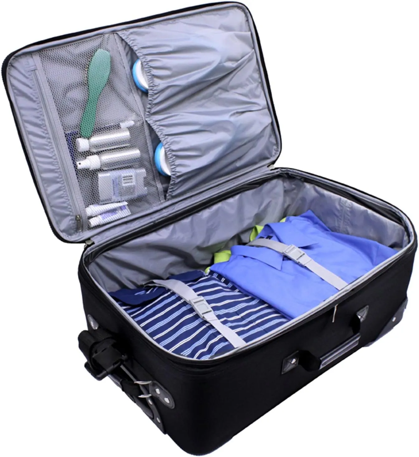 U.S. Traveler New Yorker Lightweight Softside Expandable Travel Rolling Luggage, Black Dobby, 3-Piece Set (15/21/29)