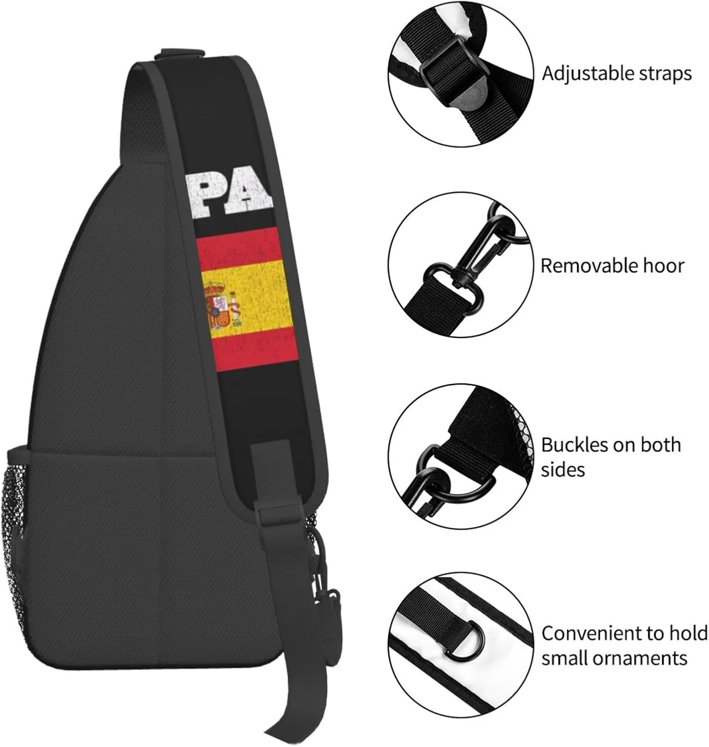 USA And Puerto Rico National Flag Sling Bag Adjustable Chest Bags Casual Crossbody Bag Travel Shoulder Backpack