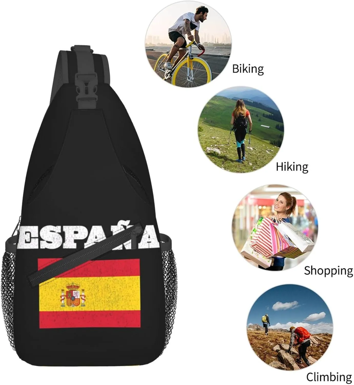 USA And Puerto Rico National Flag Sling Bag Adjustable Chest Bags Casual Crossbody Bag Travel Shoulder Backpack