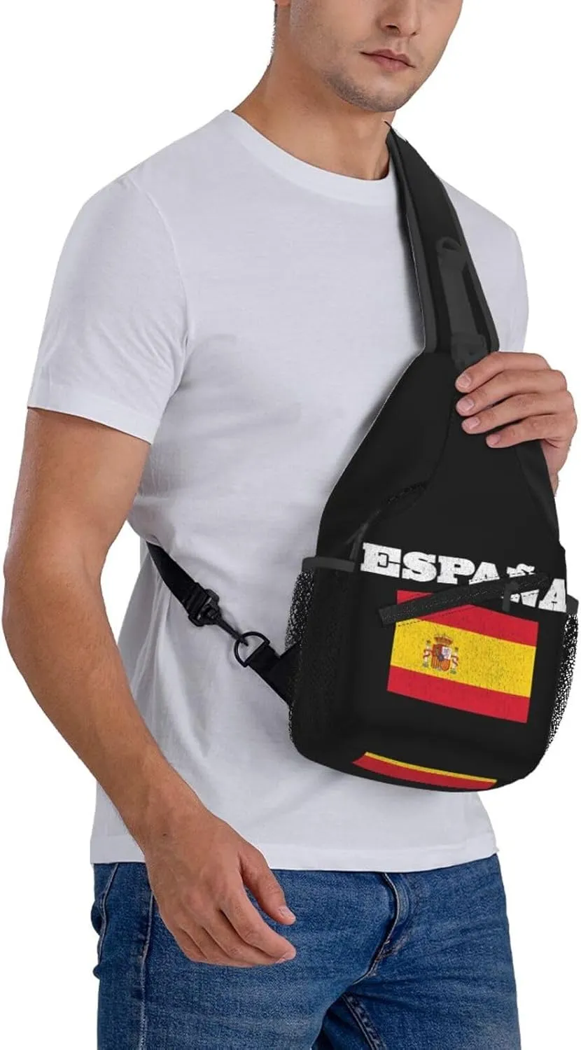 USA And Puerto Rico National Flag Sling Bag Adjustable Chest Bags Casual Crossbody Bag Travel Shoulder Backpack