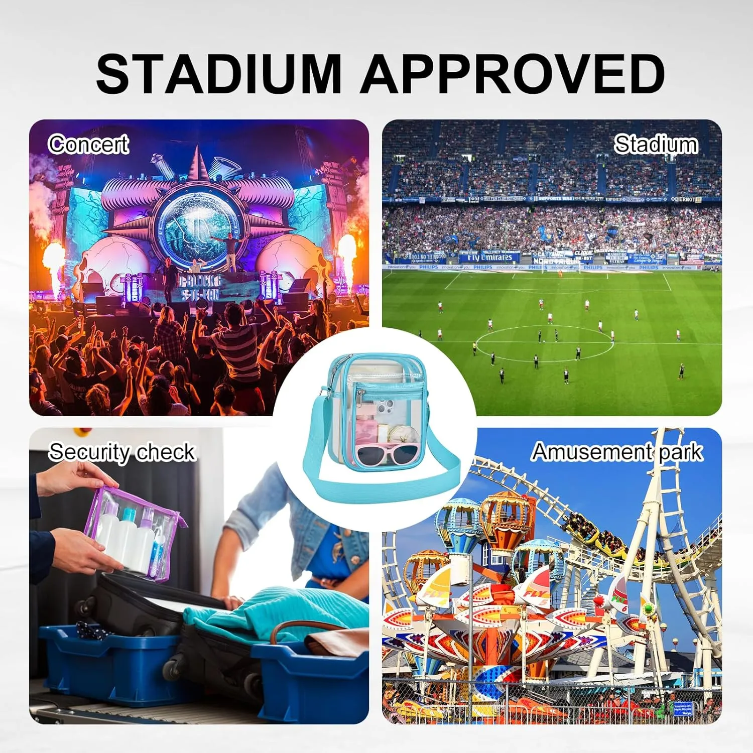 USPECLARE Clear Purse Bag for Stadium Events Clear Messenger Bag for Men and Women