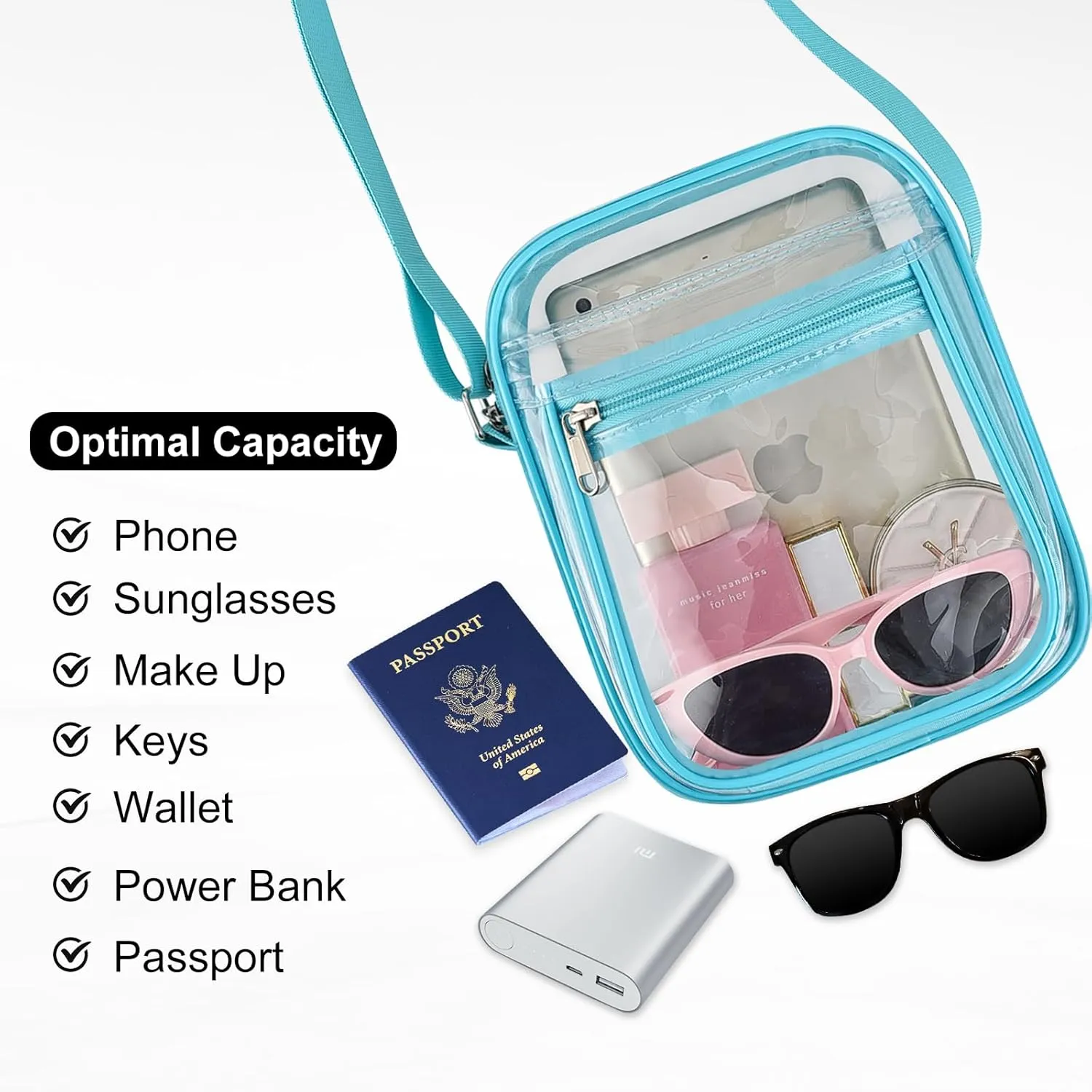USPECLARE Clear Purse Bag for Stadium Events Clear Messenger Bag for Men and Women