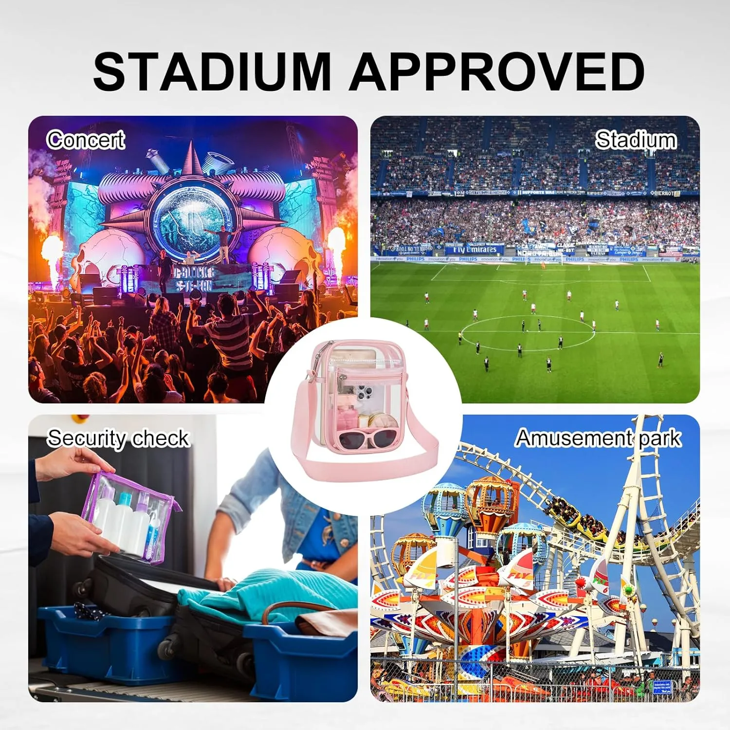 USPECLARE Clear Purse Bag for Stadium Events Clear Messenger Bag for Men and Women