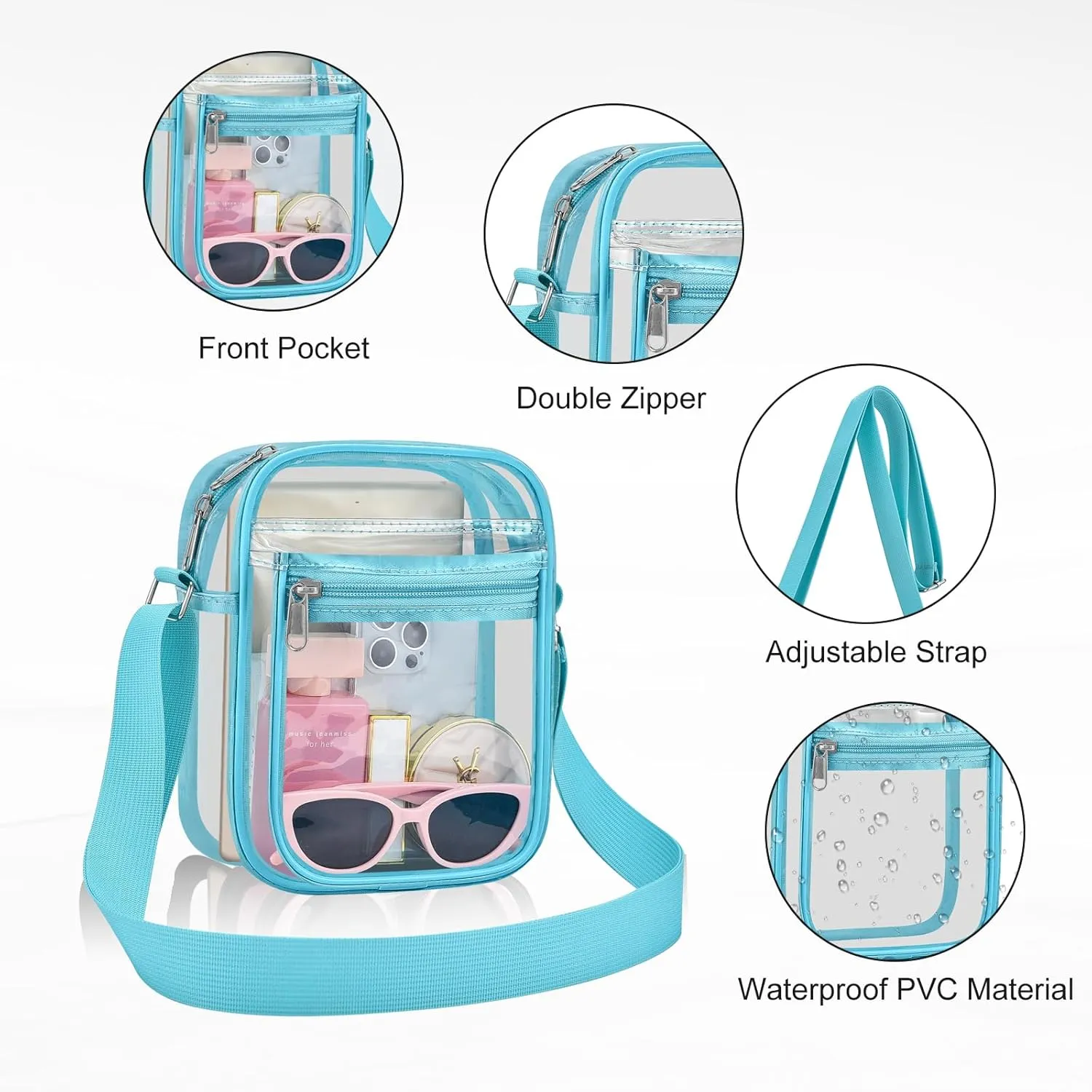 USPECLARE Clear Purse Bag for Stadium Events Clear Messenger Bag for Men and Women