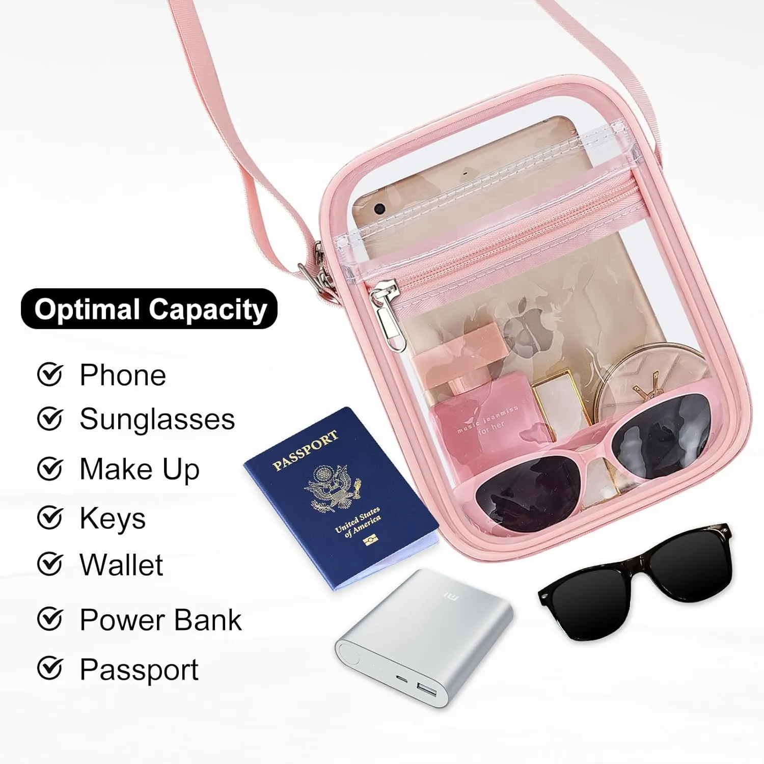 USPECLARE Clear Purse Bag for Stadium Events Clear Messenger Bag for Men and Women