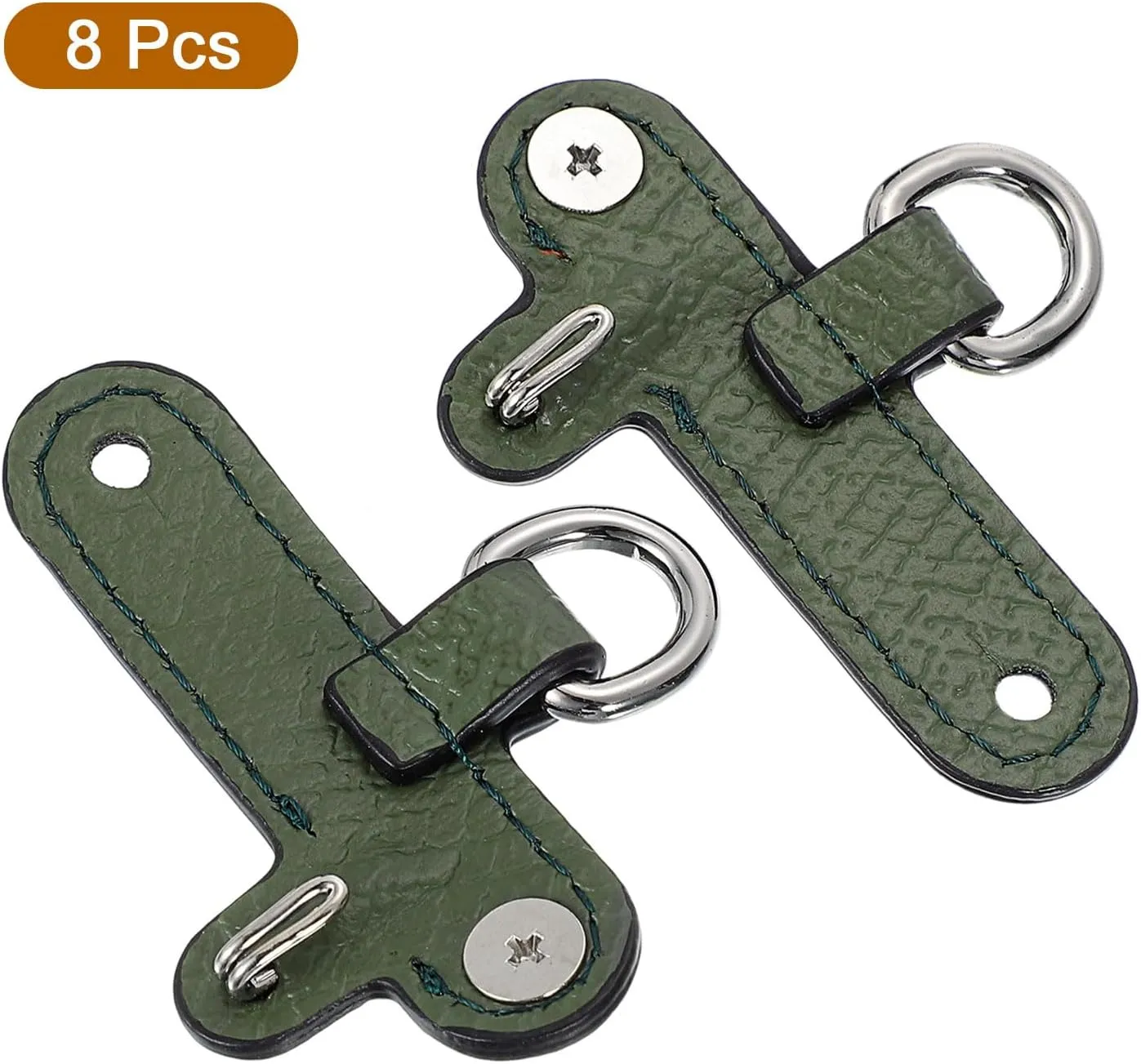 uxcell 8Pcs Leather Purse Straps, 6.1cmx2.4cm Punch-Free Buckle Bag Strap Transformation Accessories for Mini Bag Handbag Crossbody Shoulder Strap, Green