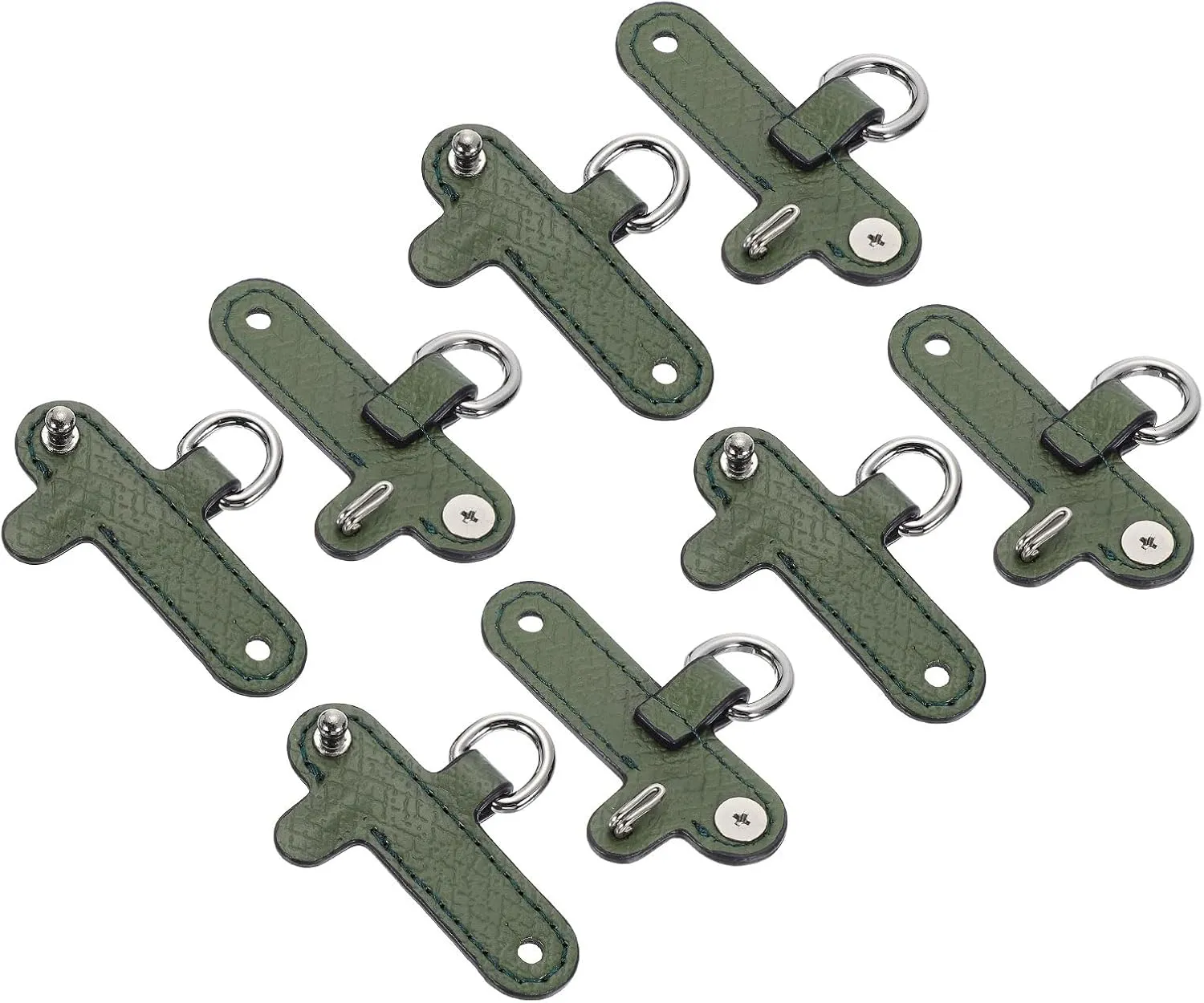uxcell 8Pcs Leather Purse Straps, 6.1cmx2.4cm Punch-Free Buckle Bag Strap Transformation Accessories for Mini Bag Handbag Crossbody Shoulder Strap, Green