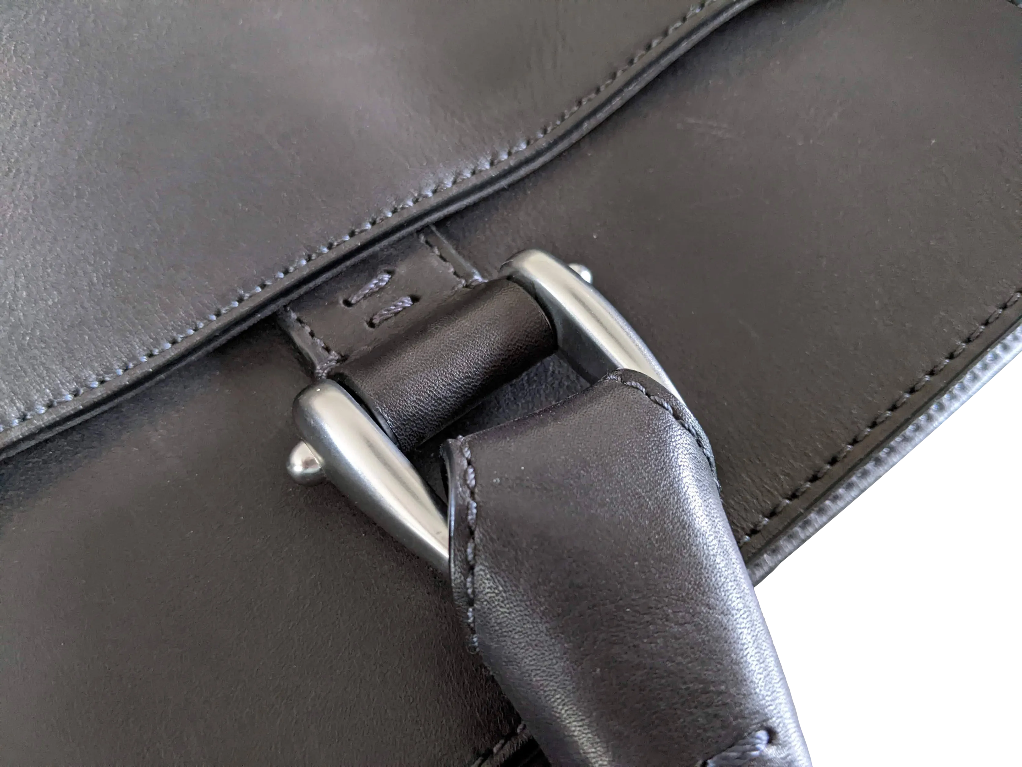 VAN ASTYN ZURICH Black Grained Calfskin & Barenia Courrier Messenger Bag GM 38 cm, New with Dustbag, Made in Switzerland!