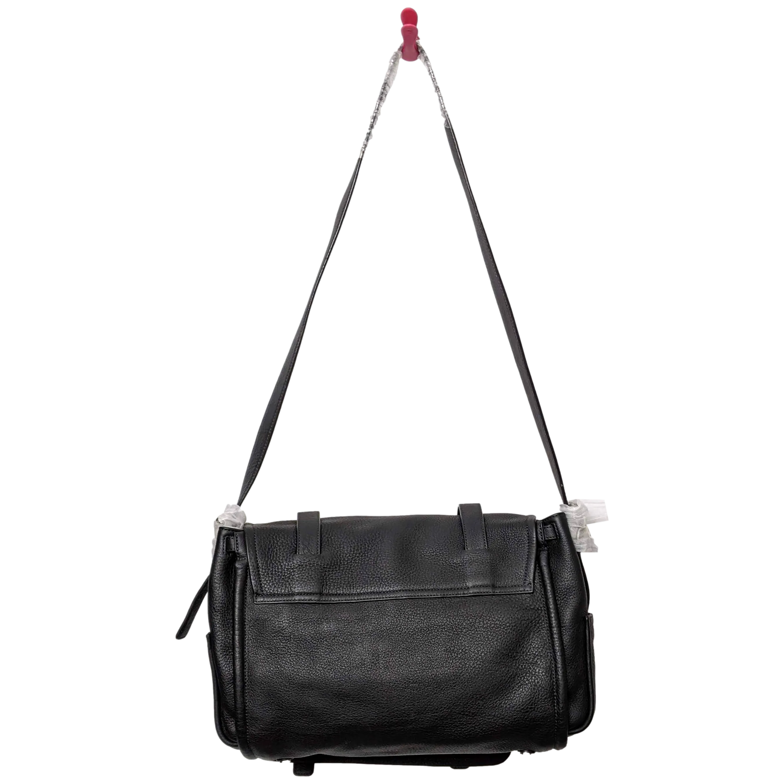 VAN ASTYN ZURICH Black Grained Calfskin & Barenia Courrier Messenger Bag GM 38 cm, New with Dustbag, Made in Switzerland!