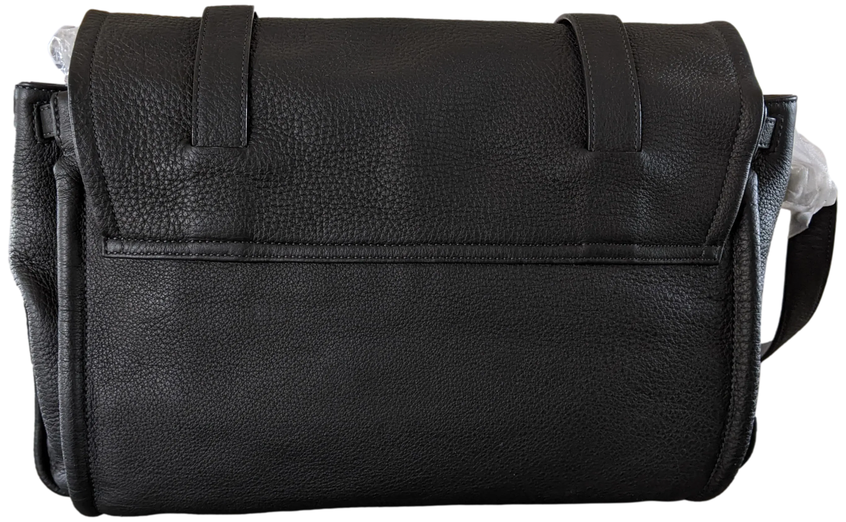 VAN ASTYN ZURICH Black Grained Calfskin & Barenia Courrier Messenger Bag GM 38 cm, New with Dustbag, Made in Switzerland!