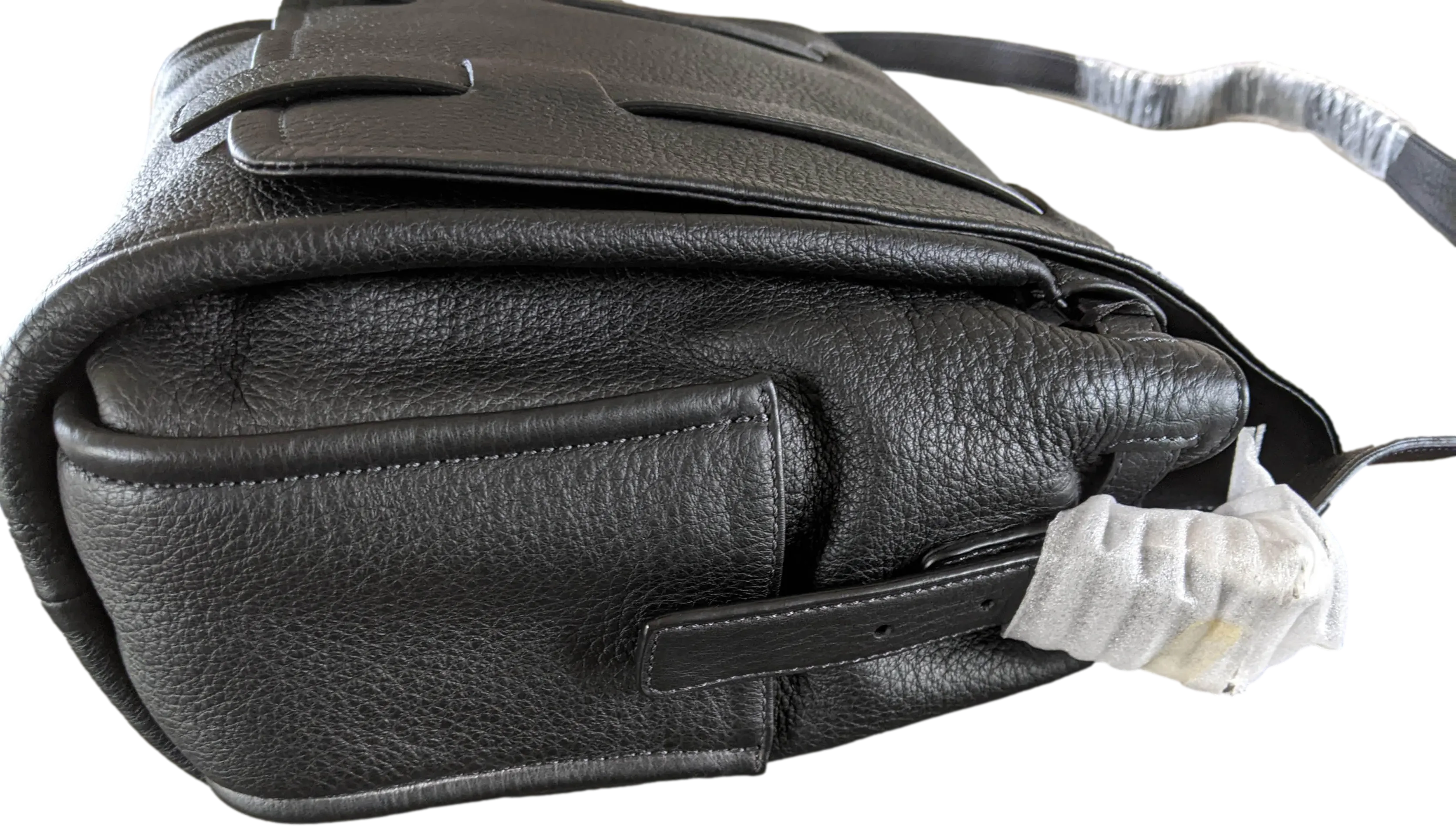 VAN ASTYN ZURICH Black Grained Calfskin & Barenia Courrier Messenger Bag GM 38 cm, New with Dustbag, Made in Switzerland!