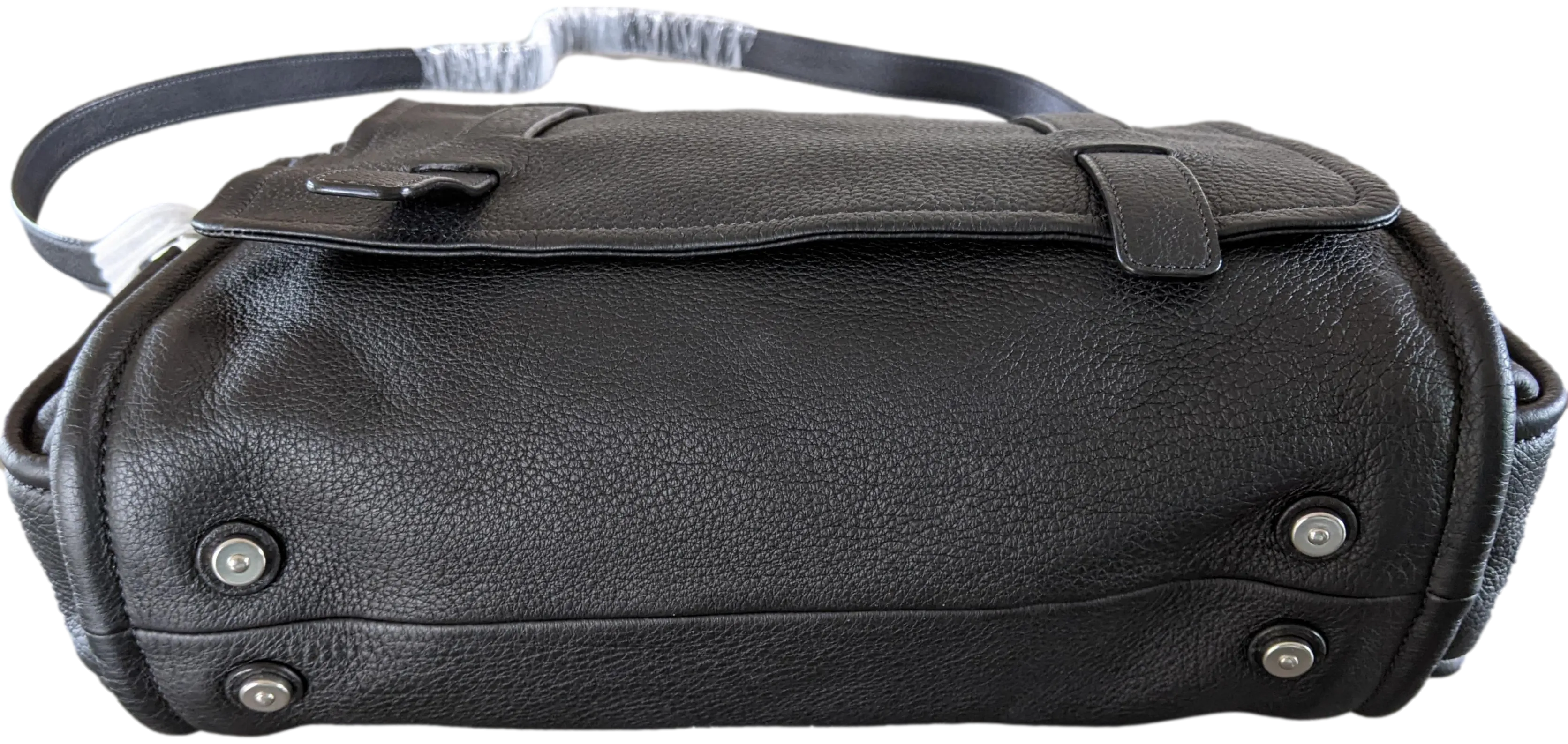 VAN ASTYN ZURICH Black Grained Calfskin & Barenia Courrier Messenger Bag GM 38 cm, New with Dustbag, Made in Switzerland!