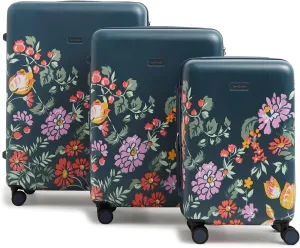 Vera Bradley Women's Hardside Rolling Suitcase Luggage, Fresh-Cut Floral Green, 22" Carry On, 26" Check in, & 29" Check in