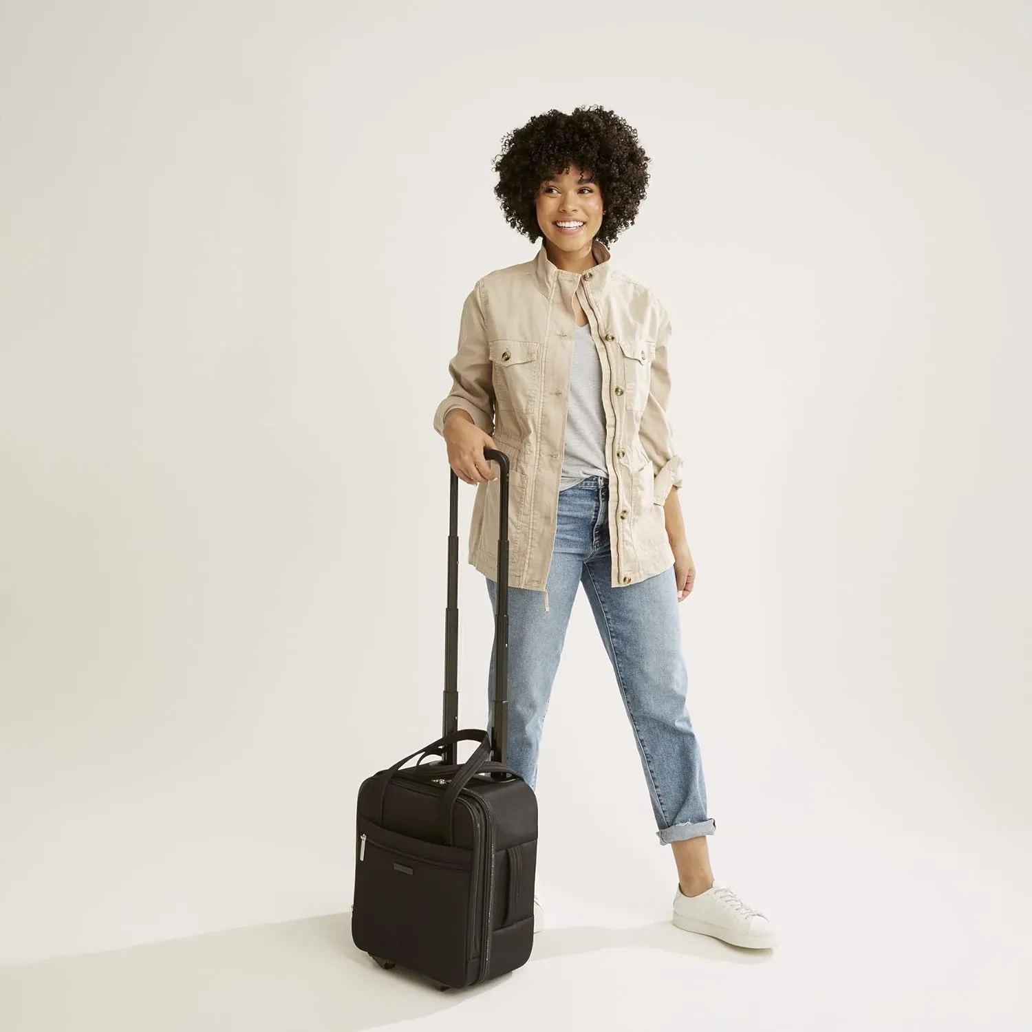 Vera Bradley Women's Softside Underseat Rolling Work Bag, Navy Garden, One Size