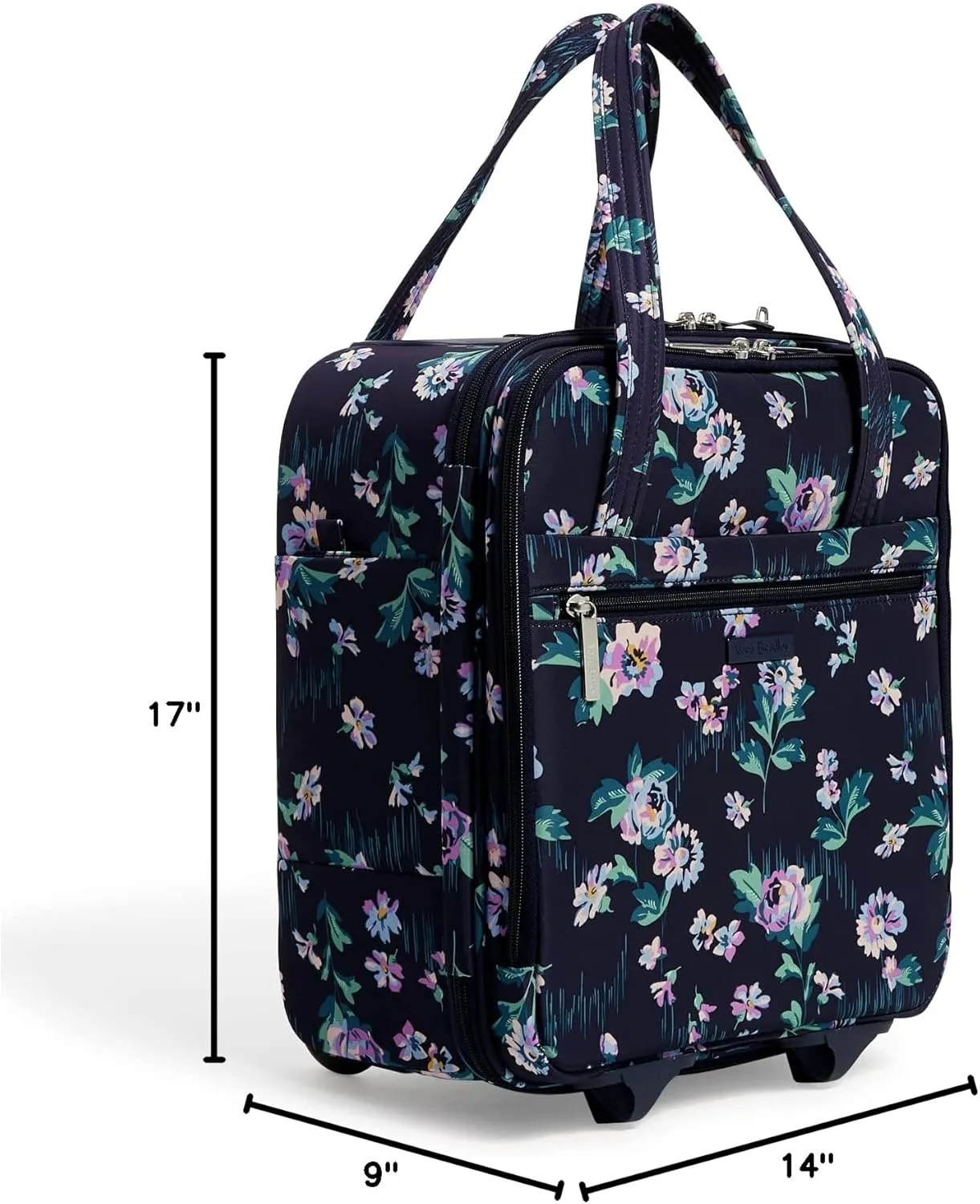 Vera Bradley Women's Softside Underseat Rolling Work Bag, Navy Garden, One Size