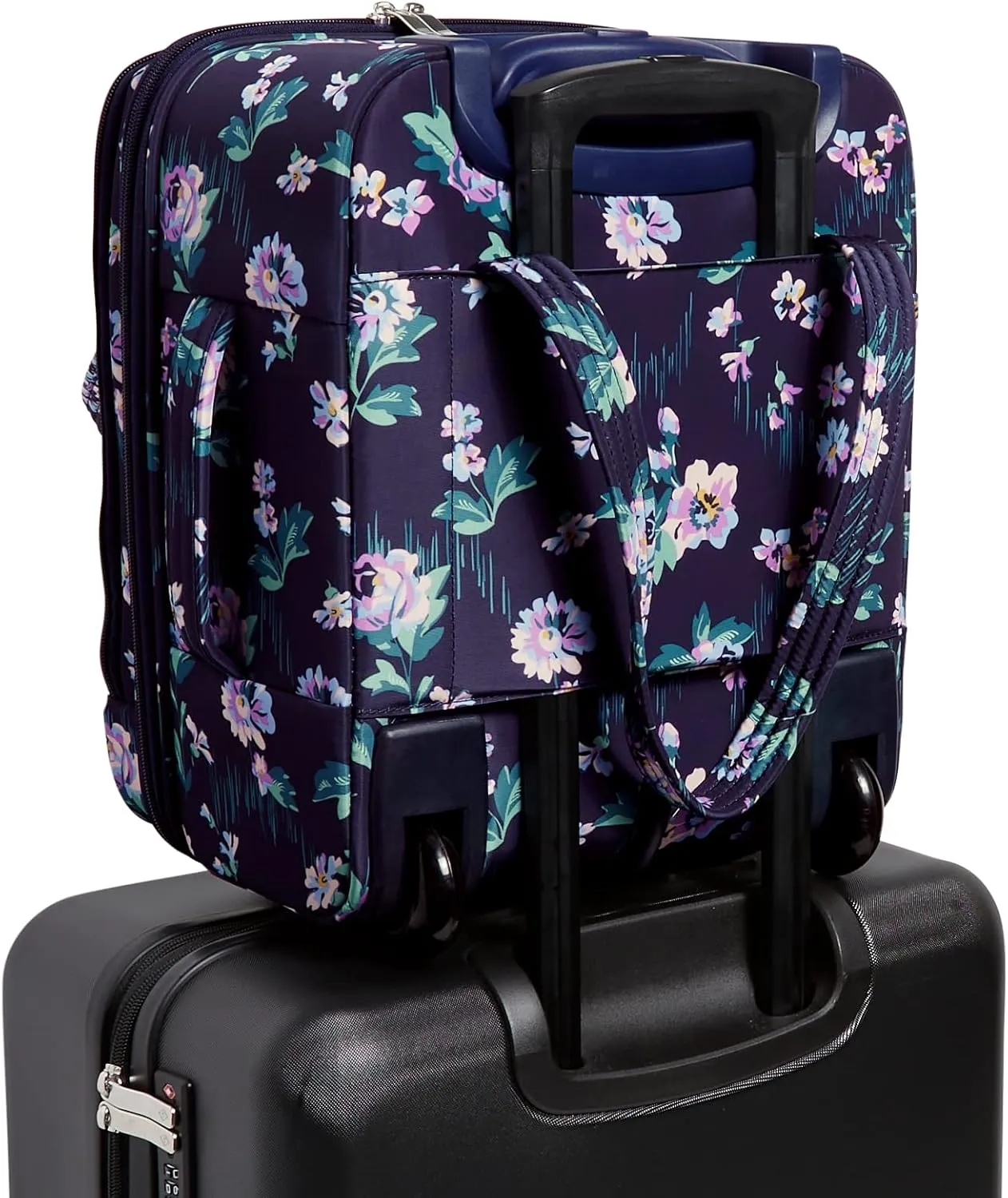 Vera Bradley Women's Softside Underseat Rolling Work Bag, Navy Garden, One Size