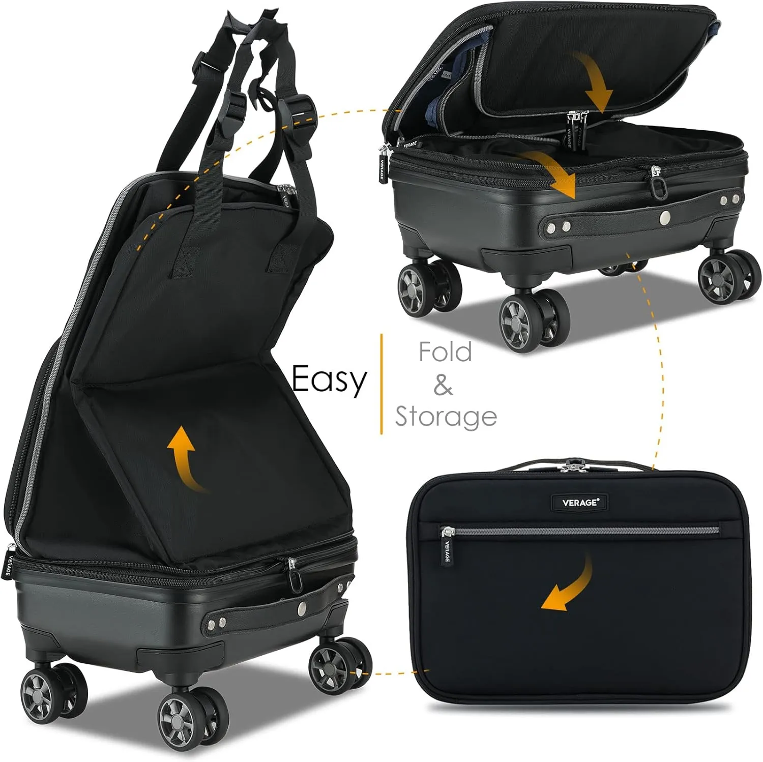 Verage Expandable Foldable Luggage Bag Collapsible Suitcases Rolling Travel Duffel Bag Lightweight Suit Case with Detachable Spinner Wheels