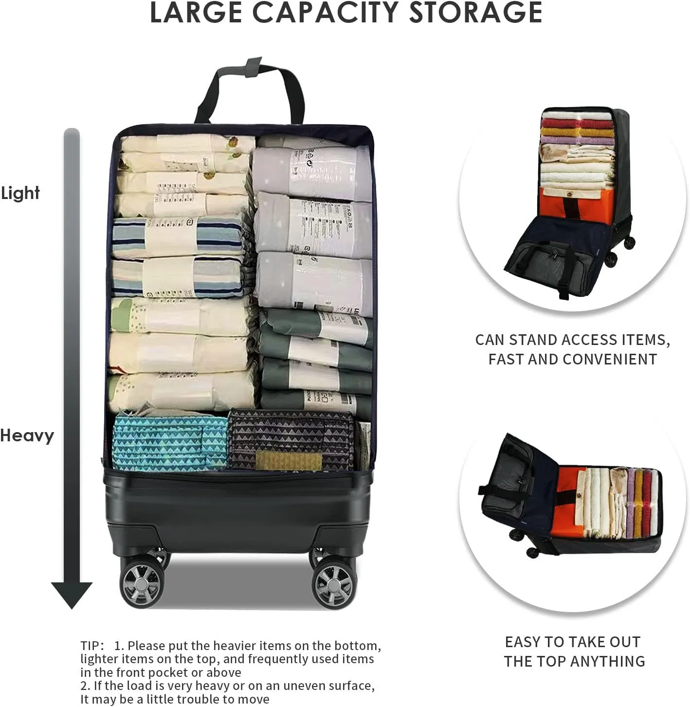Verage Expandable Foldable Luggage Bag Collapsible Suitcases Rolling Travel Duffel Bag Lightweight Suit Case with Detachable Spinner Wheels