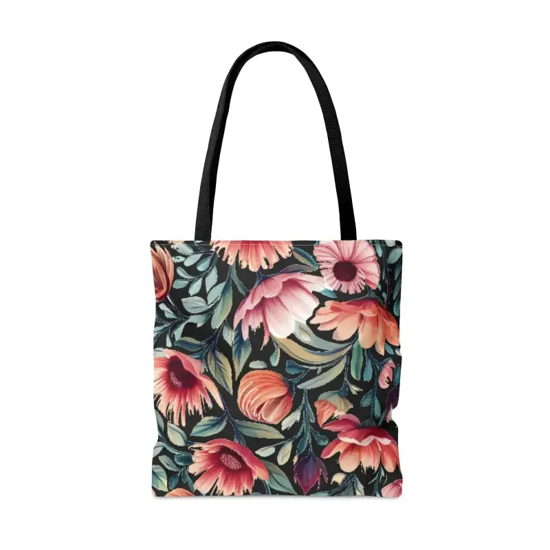 Vibrant Floral Print Tote Bag with Colorful Flowers