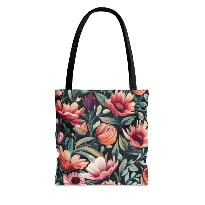 Vibrant Floral Print Tote Bag with Colorful Flowers