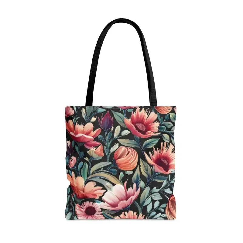 Vibrant Floral Print Tote Bag with Colorful Flowers