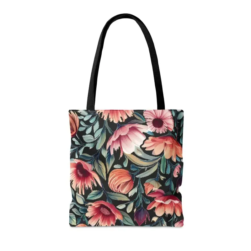 Vibrant Floral Print Tote Bag with Colorful Flowers