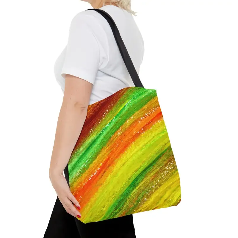 Vibrant Green Red Abstract Tote Bag for a Bold Look