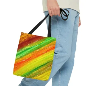 Vibrant Green Red Abstract Tote Bag for a Bold Look
